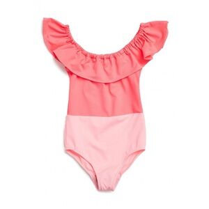 Petite Hailey Girls Ruffle Off the Shoulder Swimsuit size 6 excellent condition